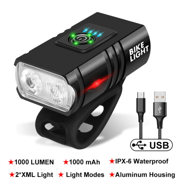 Bicycle Light - 1000LM - USB Rechargeable - Power Display - MTB Mountain/ Road Bike Front Lamp - Flashlight - Bike Equipment - Image 3